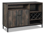 Amos Dining Server with Storage & Built-In Wine Rack, 45W - Distressed Brown