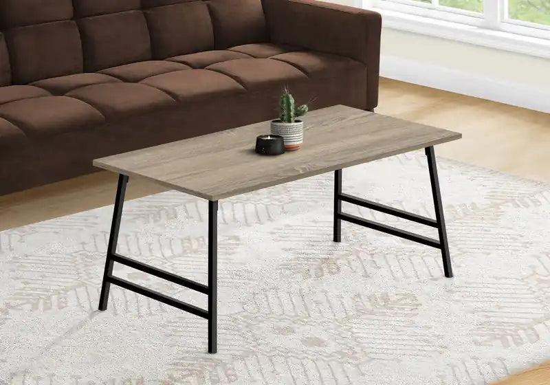 Table Basse Moderne 40 - Plateau Taupe avec Pieds en Métal Noir
