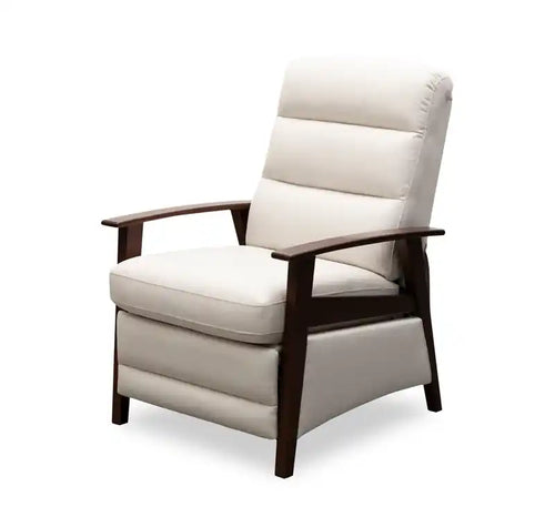 Bree 28.5 Linen-Look Fabric Pushback Reclining Accent Chair with Wood Armrests and Legs