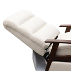 Fauteuil inclinable dossier poussoir 28,5 po en tissu aspect lin avec accoudoirs et pieds en bois