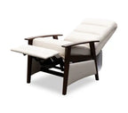 Fauteuil inclinable dossier poussoir 28,5 po en tissu aspect lin avec accoudoirs et pieds en bois