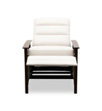 Fauteuil inclinable dossier poussoir 28,5 po en tissu aspect lin avec accoudoirs et pieds en bois