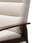 Fauteuil inclinable dossier poussoir 28,5 po en tissu aspect lin avec accoudoirs et pieds en bois