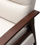 Fauteuil inclinable dossier poussoir 28,5 po en tissu aspect lin avec accoudoirs et pieds en bois