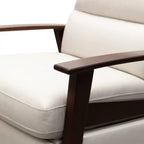 Fauteuil inclinable dossier poussoir 28,5 po en tissu aspect lin avec accoudoirs et pieds en bois