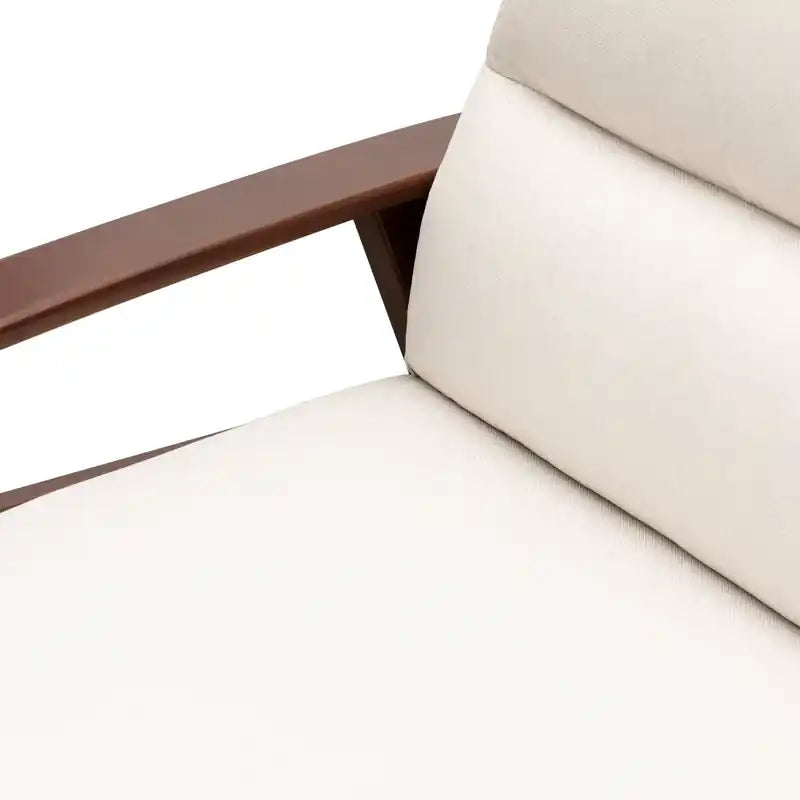 Fauteuil inclinable dossier poussoir 28,5 po en tissu aspect lin avec accoudoirs et pieds en bois