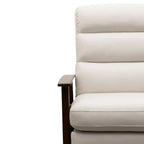 Fauteuil inclinable dossier poussoir 28,5 po en tissu aspect lin avec accoudoirs et pieds en bois