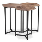 Cleo 15.7 3-Pack Chairside Table Package - Brown with Black Metal Legs