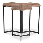 Table d'appoint 3 pièces 15,7 po – Marron avec pieds en métal noir