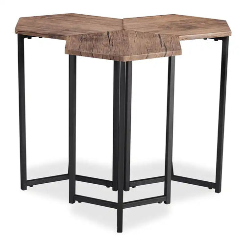 Table d'appoint 3 pièces 15,7 po – Marron avec pieds en métal noir
