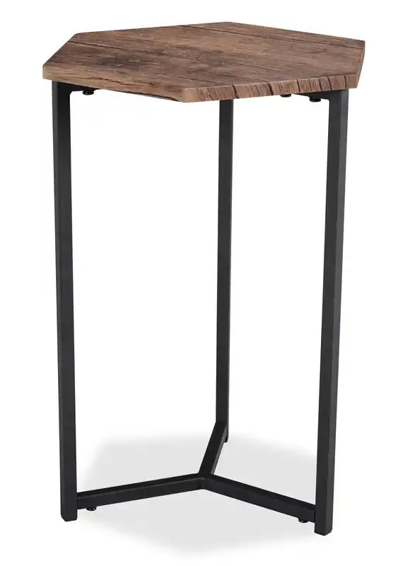 Table d'appoint 3 pièces 15,7 po – Marron avec pieds en métal noir