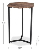 Table d'appoint 3 pièces 15,7 po – Marron avec pieds en métal noir