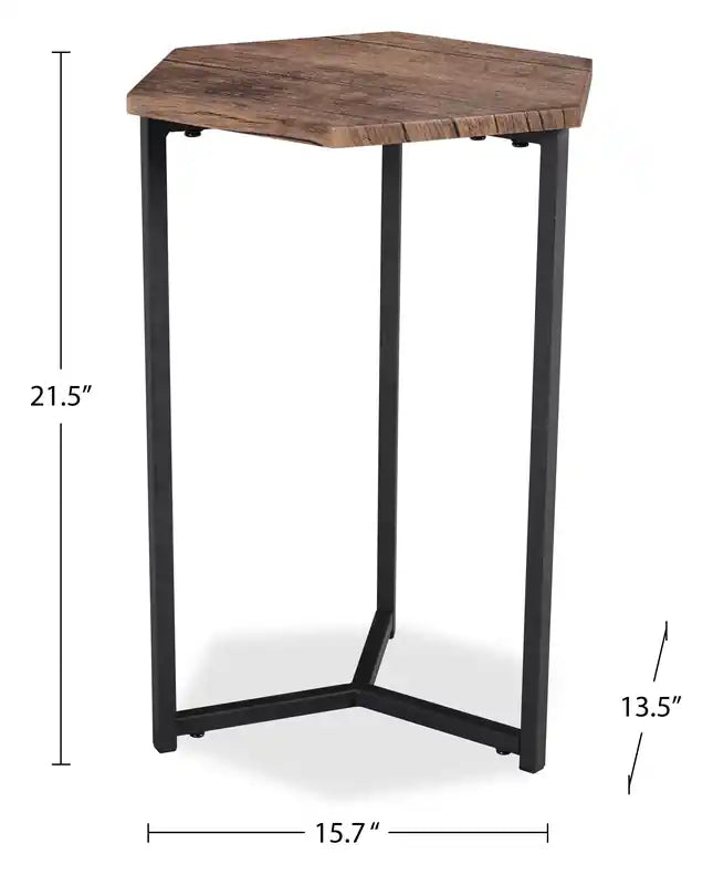 Table d'appoint 3 pièces 15,7 po – Marron avec pieds en métal noir