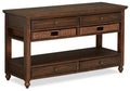 Cottage Lane 50 Rustic Sofa Table with Storage and Shelf - Dark Brown Wood