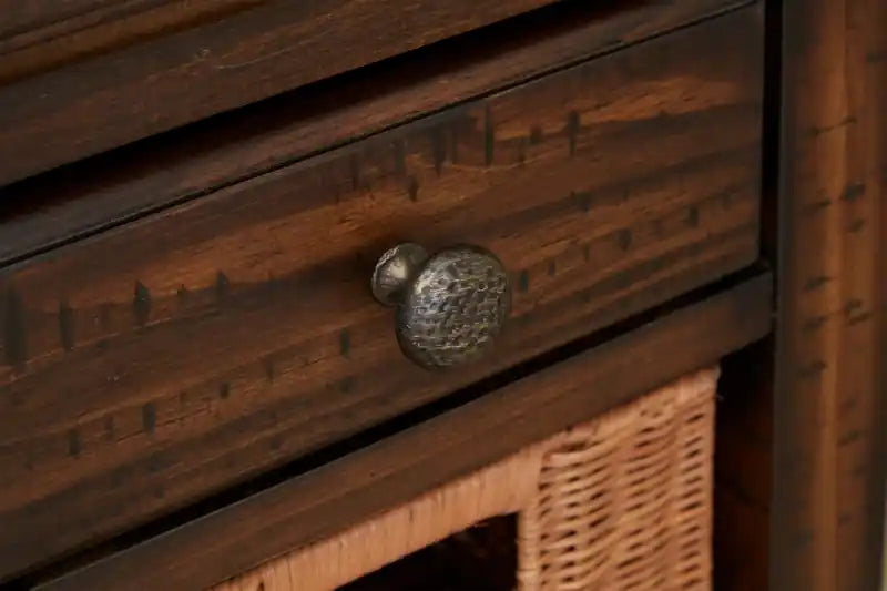 50 Table console rustique avec rangement et étagère - Bois marron foncé