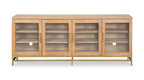 Meuble TV 70 po en bois massif moderne avec rangement et gestion des câbles pour téléviseurs jusqu'à 75 po - Belge