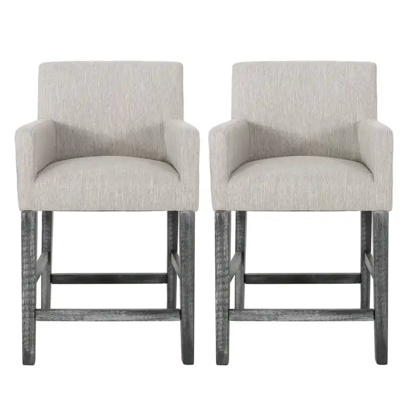 Griffith 26 Seat Height Counter Stools Set Of 2 With Upholstered Fabric And Solid Wood Legs