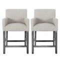 Griffith 26 Seat Height Counter Stools Set Of 2 With Upholstered Fabric And Solid Wood Legs