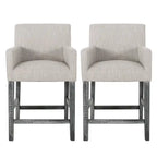 Griffith 26 Seat Height Counter Stools Set Of 2 With Upholstered Fabric And Solid Wood Legs