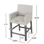 Tabourets de comptoir Griffith de 26 po de hauteur avec tissu rembourré et pieds en bois massif