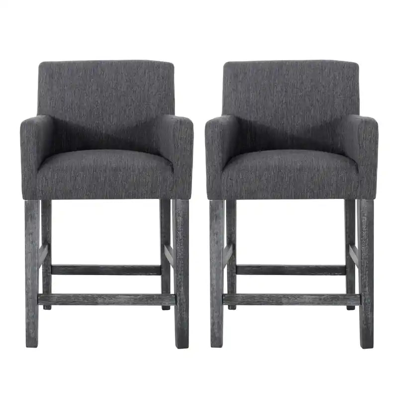Lewis 26 Seat Height Counter Stools Set Of 2 With Upholstered Fabric And Solid Wood Legs