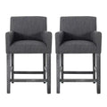 Lewis 26 Seat Height Counter Stools Set Of 2 With Upholstered Fabric And Solid Wood Legs