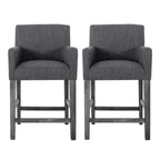 Lewis 26 Seat Height Counter Stools Set Of 2 With Upholstered Fabric And Solid Wood Legs