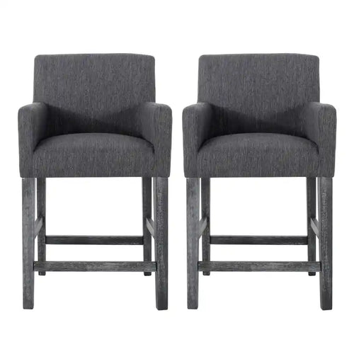 Lewis 26 Seat Height Counter Stools Set Of 2 With Upholstered Fabric And Solid Wood Legs
