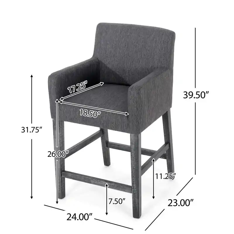 Tabourets de comptoir de 26 po de hauteur avec tissu rembourré et pieds en bois massif