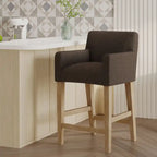 Tabouret de comptoir de 66 cm avec siège en tissu rembourré et pieds en bois massif