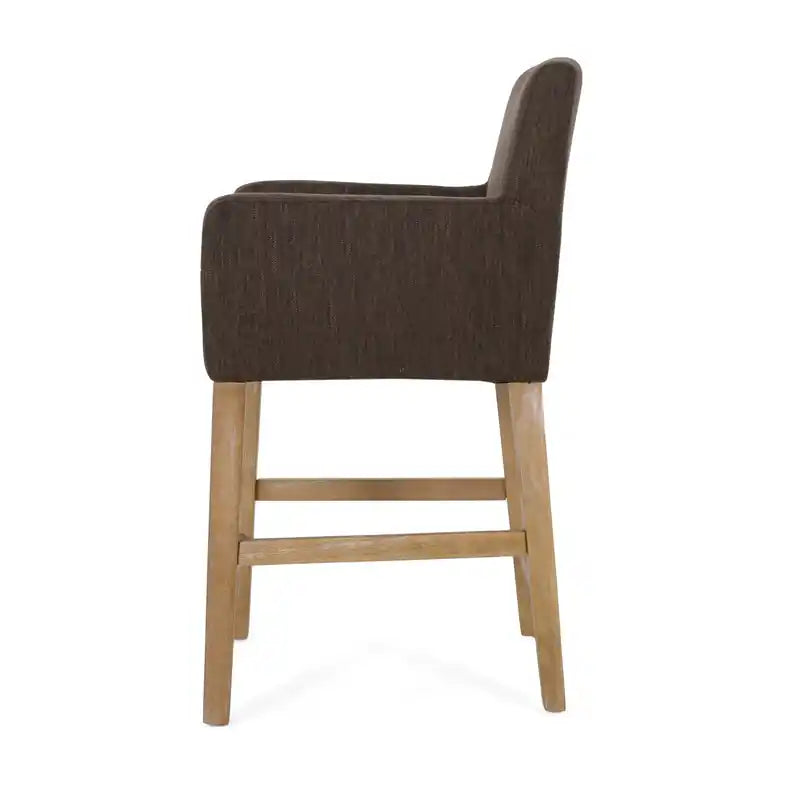 Tabouret de comptoir de 66 cm avec siège en tissu rembourré et pieds en bois massif
