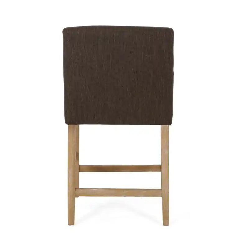 Tabouret de comptoir de 66 cm avec siège en tissu rembourré et pieds en bois massif