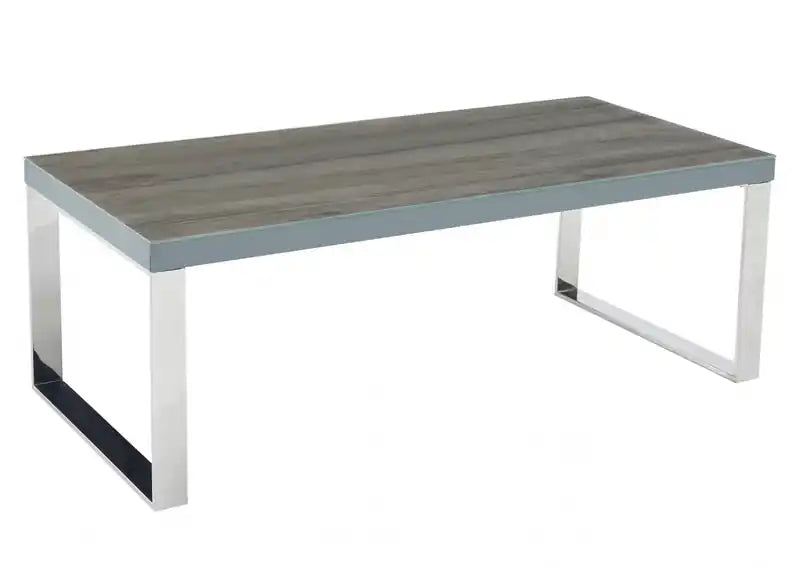 Table basse Sylph, Faux bois et Acier inoxydable