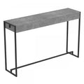47 Console Table - Dark Cement With Black Metal Base