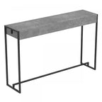 47 Console Table - Dark Cement With Black Metal Base