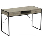 48 Computer Desk With 2 Drawers and 1 Shelf - Dark Taupe With Black Metal Base