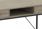 Bureau informatique de 48 pouces avec 2 tiroirs et 1 étagère - Taupe foncé avec base en métal noir