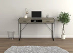 Bureau informatique de 48 pouces avec 2 tiroirs et 1 étagère - Taupe foncé avec base en métal noir