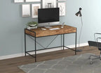 Bureau d'ordinateur 49" avec 2 tiroirs - Bois marron avec métal noir