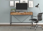 Bureau d'ordinateur 49" avec 2 tiroirs - Bois marron avec métal noir