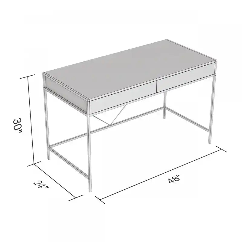 Bureau d'ordinateur 49" avec 2 tiroirs - Bois marron avec métal noir