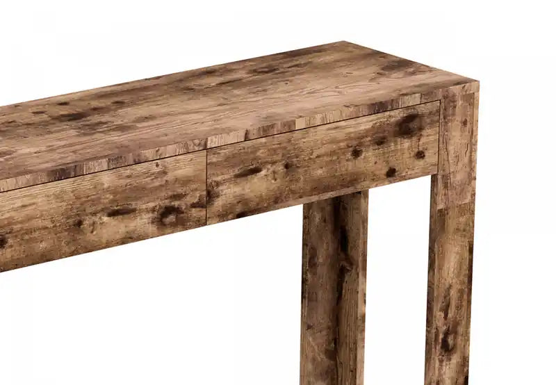 Console 40 avec 2 tiroirs et étagère - Bois recyclé marron