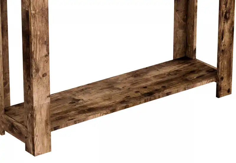Console 40 avec 2 tiroirs et étagère - Bois recyclé marron