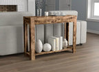 Console 40 avec 2 tiroirs et étagère - Bois recyclé marron