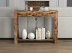 Console 40 avec 2 tiroirs et étagère - Bois recyclé marron