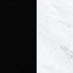 Ilôt de Cuisine Avec Étagère de Rangement Ouverte – Noir Mat et Faux Marbre Blanc