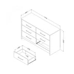 Commode 6 tiroirs London – Noir vieilli et chêne patiné
