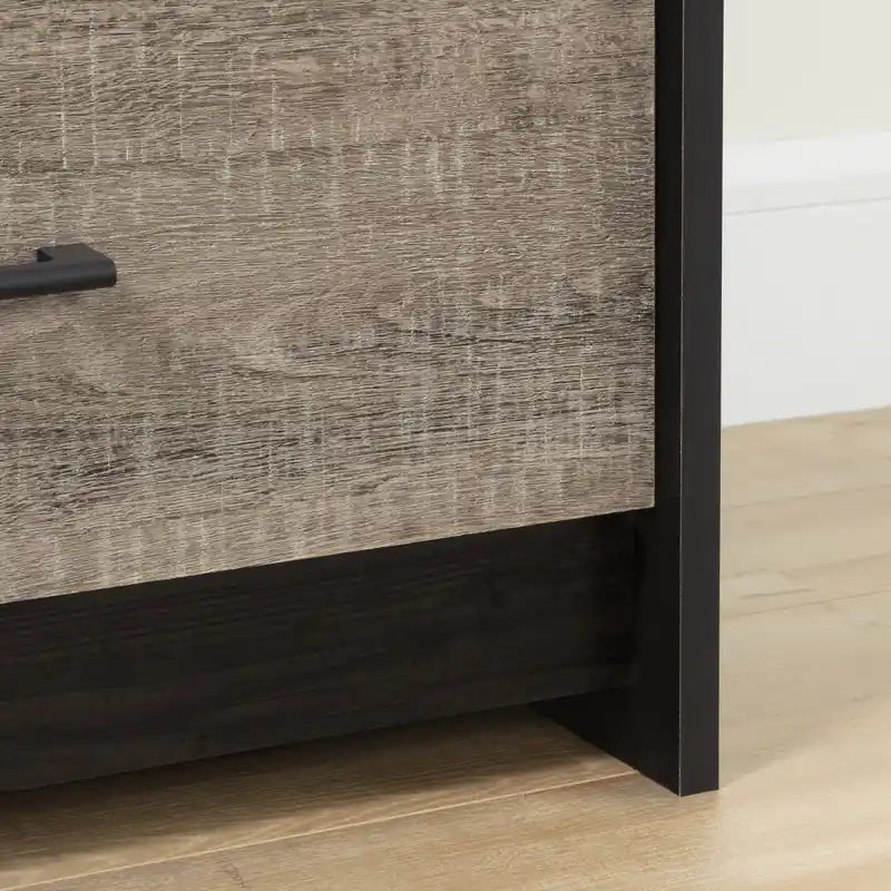 Commode 6 tiroirs London – Noir vieilli et chêne patiné