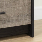 Commode 6 tiroirs London – Noir vieilli et chêne patiné