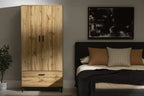 Armoire de chambre Musano avec portes et tiroirs - Chêne Nordik